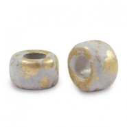 DQ Griechische Keramik Perlen 9mm Gold spot - Grey
